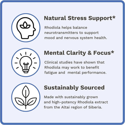 Utzy Naturals Rhodiola | Supports Mood and Nervous System Health | 60 Caps
