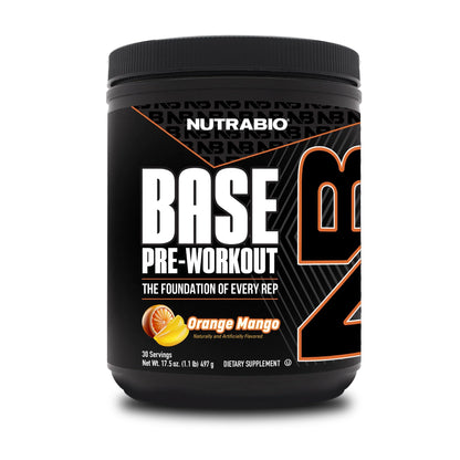 NutraBio Base Pre-Workout Powder 200mg Caffeine, Sustained Energy, Focus, Endurance, Pump, Sugar Free, Clean Preworkout for Men and Women - Beta Alanine, L-Tyrosine, 30 Servings - Lemon Lime