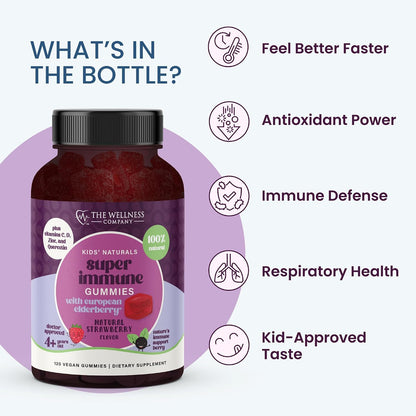 Super Immune Elderberry Gummies, Zinc & Vitamin C, Non-GMO, 60ct