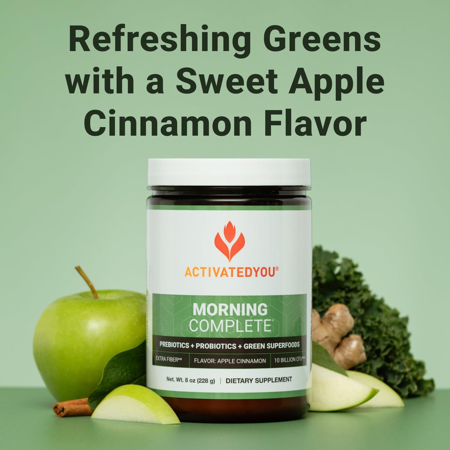 ACTIVATEDYOU Morning Complete Daily Wellness Greens Superfood Drink Mix for Gut Health w/Prebiotics, Probiotics, Antioxidants, Green Superfoods, 10 Billion CFUs, 30 Servings (Citrus)