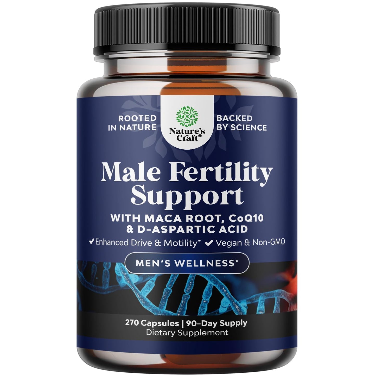 Pre Conception Male Fertility Supplement - Semen Volume Booster with CoQ10, Maca Root, Methyl Folate & D-Aspartic Acid - Mens Fertility Supplement for Sperm Motility - Conception for Him - 90 Count