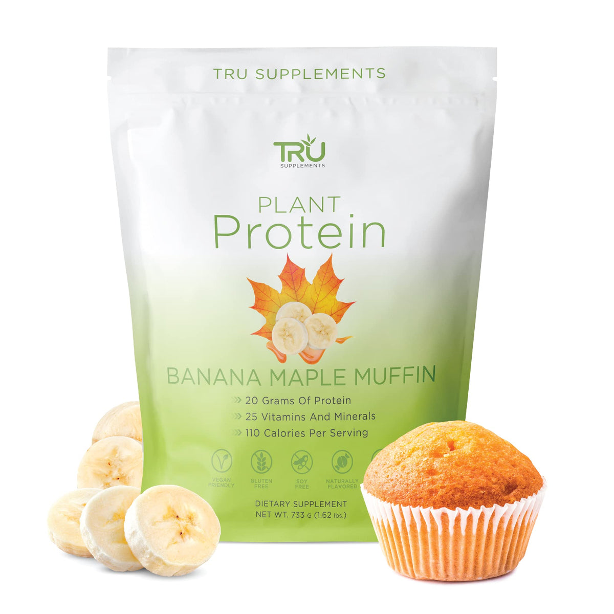 TRU Plant Based Protein Powder, BCAA, EAA, 20g Vegan Protein, 100 Calories, 27 Vitamins