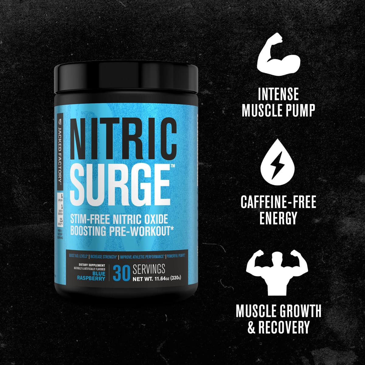 Nitric Surge Stim Free Pre Workout Powder - Caffeine Free Nitric Oxide Supplement