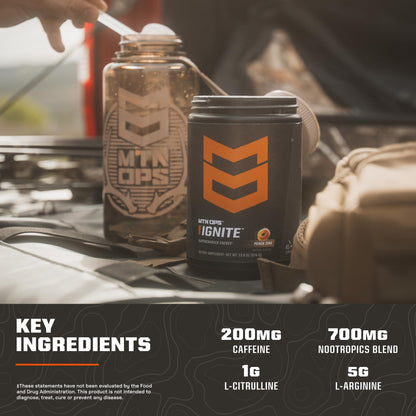 MTN OPS Ignite Energy Powder, Zero Sugar, Tiger's Blood