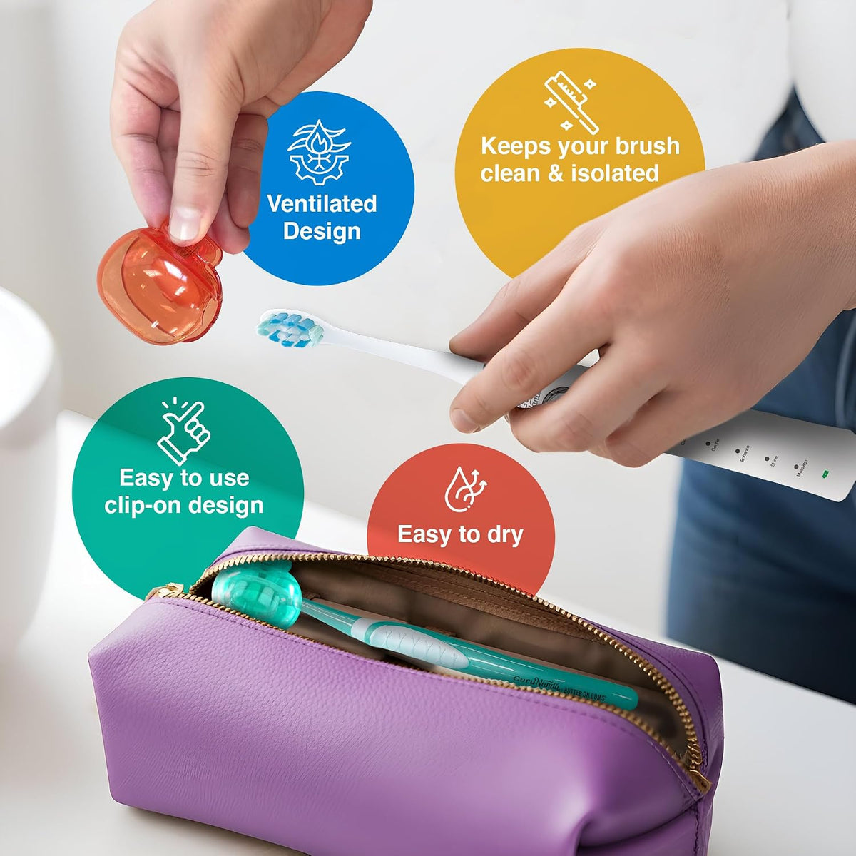 GuruNanda Brush Pods Manual & Electric Toothbrush Covers, 6 ct