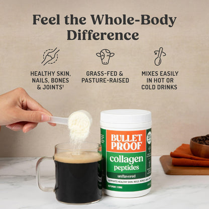 Bulletproof Unflavored Collagen Peptides Powder, 20g Grass-Fed Collagen Protein and Amino Acids for Skin, Bones and Joints, 17.6 Ounces