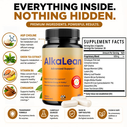 Alkalean Capsules, Alka Lean Weight Management Support Pills, 60 Capsules