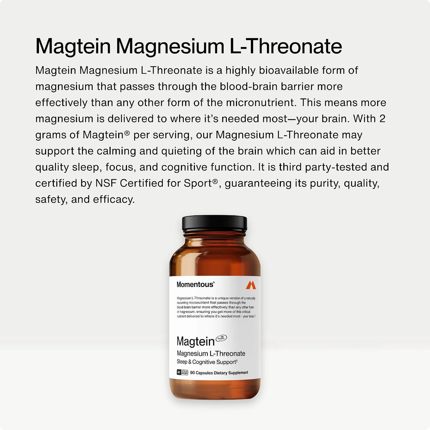 Momentous Magtein Magnesium L-Threonate 145mg, Tongkat Ali for Men and Women Supplement for Health & Wellness, Hormone, Energy & Mood Support - Root Extract Powder, Cognitive Function & Rest Support