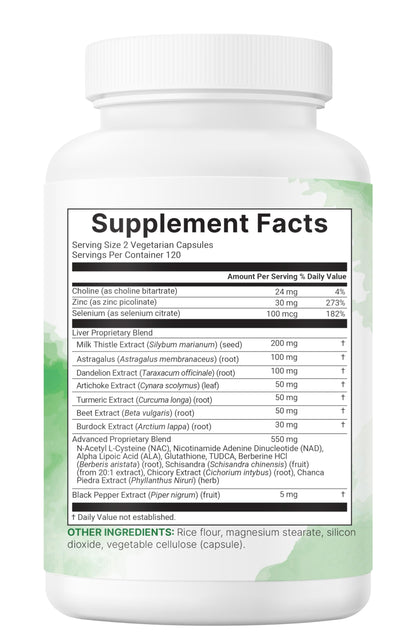 Liver Advanced+, 240 Veggie Capsules | 20-in-1 Complex with Milk Thistle, Dandelion, NAD, NAC, ALA, TUDCA, Glutathione, Artichoke, Turmeric, & Astragalus | Non-GMO, Gluten Free