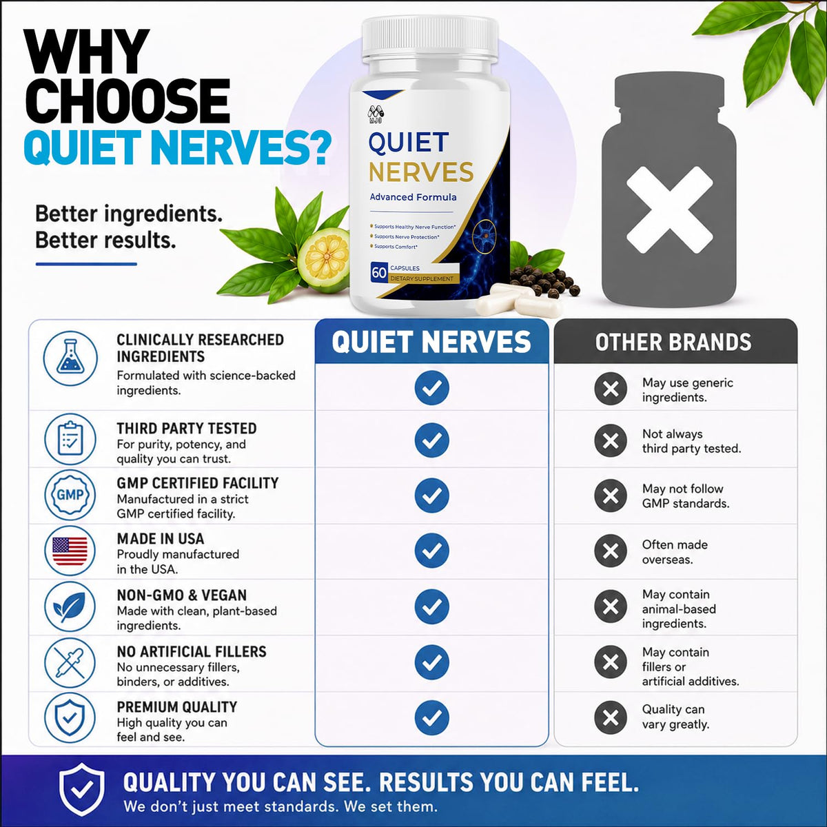 (2 Pack) Quiet Nerves Capsules, Official Quiet Nerves Pills (120 Capsules)