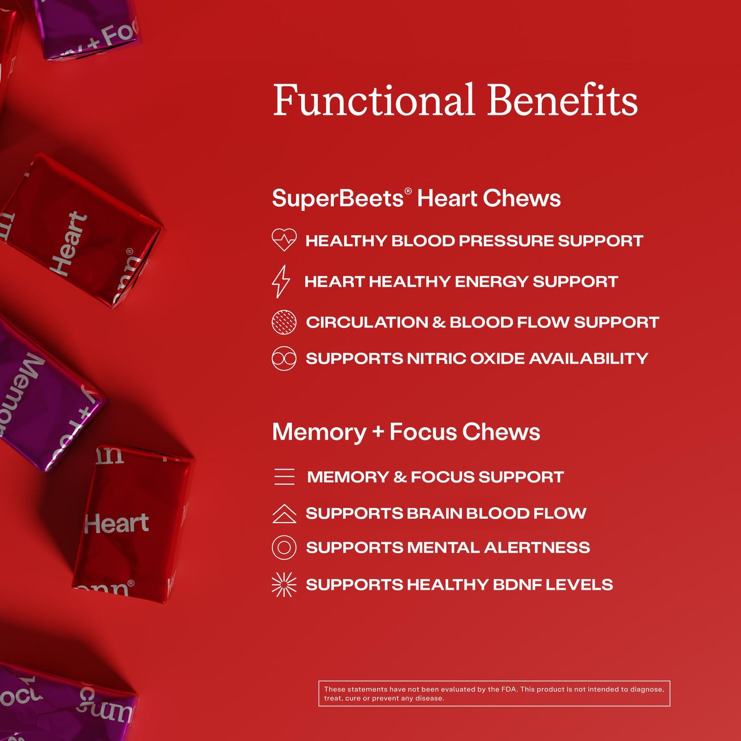 HumanN Memory and Focus Chews, Brain Supplement for Mental Alertness with Beet Root Powder, Clinically Studied Nootropics, Resveratrol Plus Beet Root Powder, Blueberry Pomegranate Flavor, 30 Count