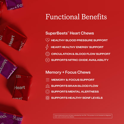 HumanN Memory and Focus Chews, Brain Supplement for Mental Alertness with Beet Root Powder, Clinically Studied Nootropics, Resveratrol Plus Beet Root Powder, Blueberry Pomegranate Flavor, 30 Count