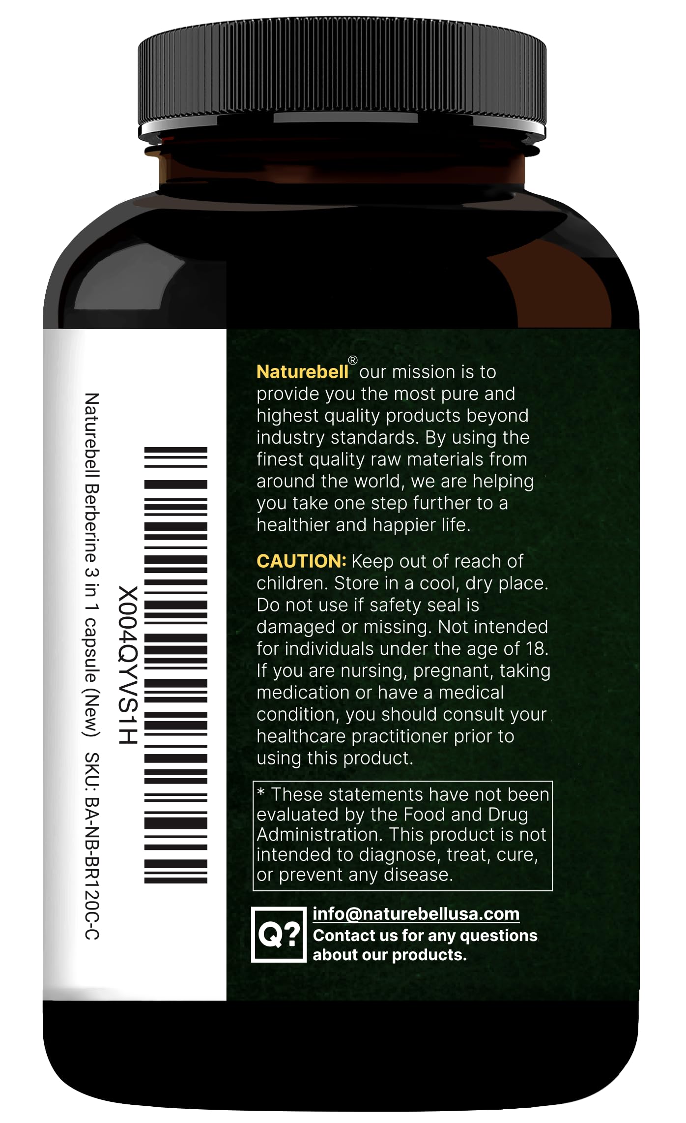 NatureBell Berberine Supplement 1,500mg with Ceylon Cinnamon & Turmeric Root, 240 Veggie Capsules | 97% Pure Berberine HCL | Supports Balanced Sugar Levels & Heart Health | Vegan, Non-GMO