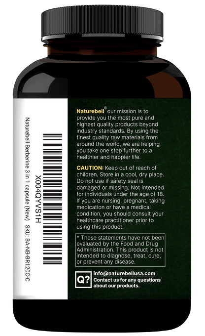 NatureBell Berberine Supplement 1,500mg with Ceylon Cinnamon & Turmeric Root, 240 Veggie Capsules | 97% Pure Berberine HCL | Supports Balanced Sugar Levels & Heart Health | Vegan, Non-GMO