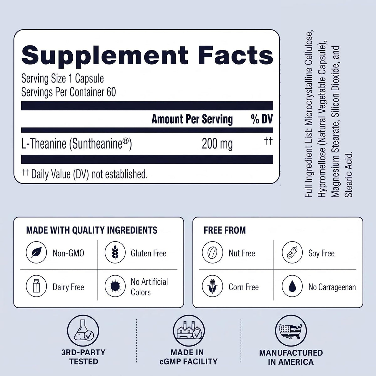 Utzy Naturals TheanineIQ | 200 mg L-Theanine | 60 Capsules