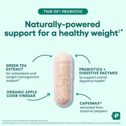 Physician's CHOICE Probiotics for Weight Management & Bloating, 30ct | 6 Probiotic Strains, Prebiotics, Cayenne, & Green Tea for Gut Health, Bloating Relief, & Weight Management for Women & Men