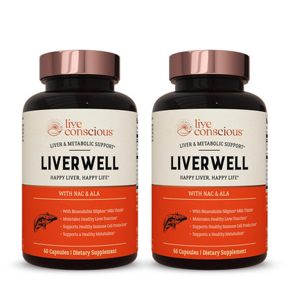 LiverWell Liver Cleanse, Rejuvenation, Metabolic Support - Liver Supplement for Liver Health w/Highly Bioavailable Milk Thistle Extract, N-Acetyl Cysteine, Alpha Lipoic Acid, Zinc, Selenium - 60 Caps