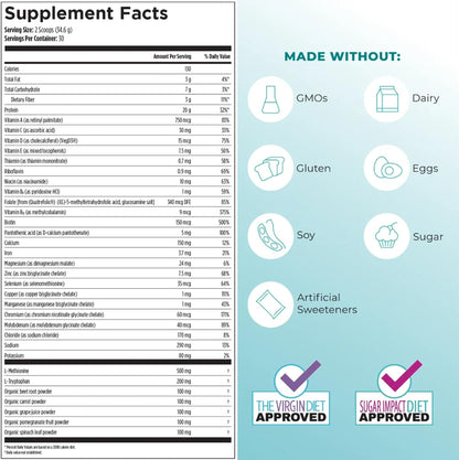 Reignite Wellness by JJ Virgin Vanilla Plant Based All-in-One Shake and Extra Fiber Powder Supplement