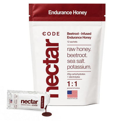 CODE Endurance Honey, Caffeine Free Energy Gel with Electrolytes, 12 Pack