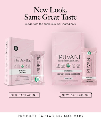 Truvani Plant Based Snack Bars | Variety | 12 Pack | Vegan | 5-8g Protein | USDA Organic and Vegan | Dairy, Soy, and Gluten Free | Individually Wrapped