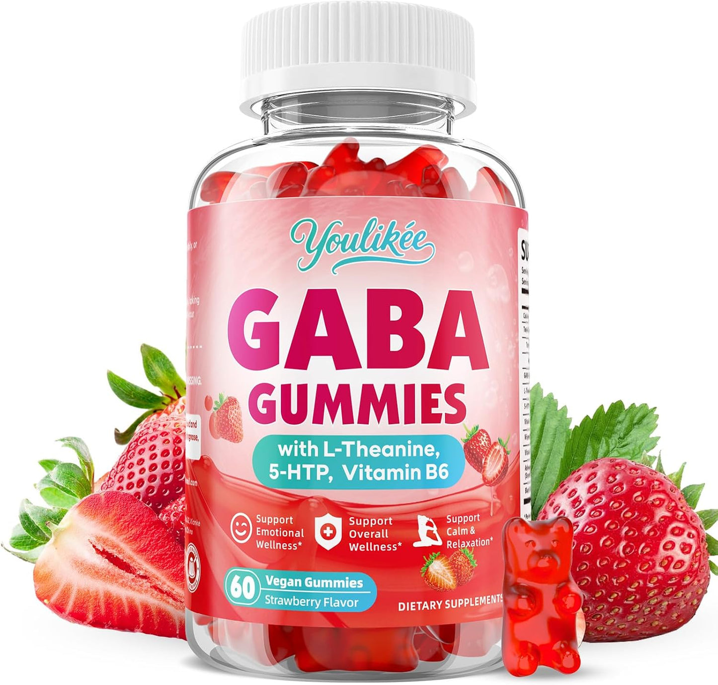 GABA Gummies, Strawberry Flavor, 60 Count