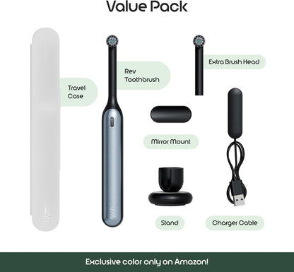 Quip Rev Oscillating Electric Toothbrush, Mirror Mount, Travel, Blue Stone