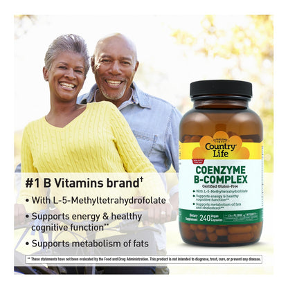 Country Life Coenzyme B-Complex, 120 Capsules | Supports Energy & Metabolism, Mood & Cognitive Function, Vegan, Gluten-Free, Bioavailable B Vitamins with Choline