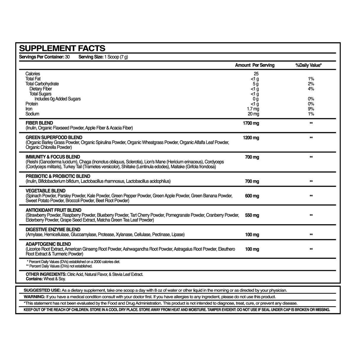 365Greens Daily Essential Premium Superfood with 75 Minerals, Vitamins, Vegetables, Fruits and adaptogens. Green 7.4 oz (2)