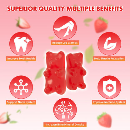Calcium Citrate Gummies 1200 mg, Calcium Supplement for Women & Men | Ultimate Absorption Calcium Gummies for Muscle & Immune Support, Strawberry Flavor, 60 Count