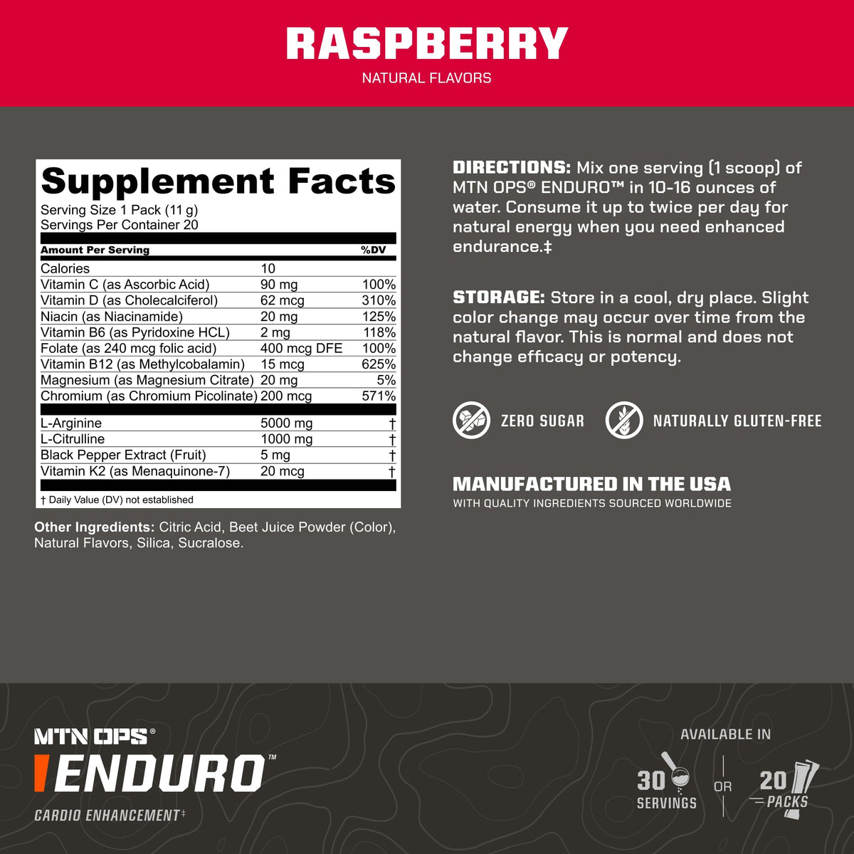 MTN OPS Enduro Stim-Free Pump Pre Workout, Pineapple