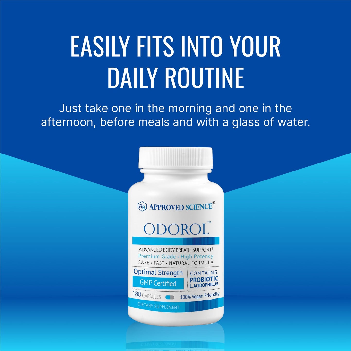 Approved Science Odorol - 60 Capsules - Freshen Bad Breath and Body Odor - Contains L.acidophilus, Green Tea, Magnolia Bark, Peppermint Oil, and Fennel - All Natural, Vegan Friendly, Non-GMO