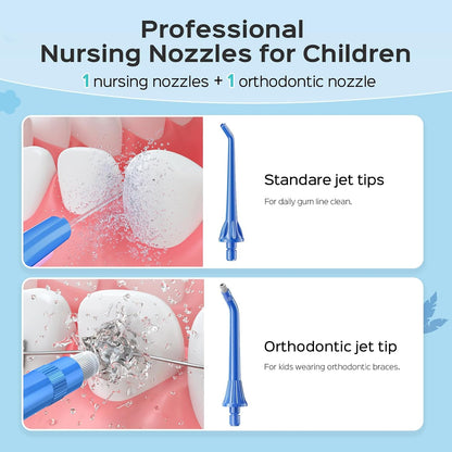 COSLUS C31 Kids Water Dental Flosser, Safe & Gentle for Ages 6+, Blue White