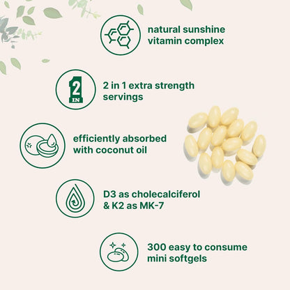 Micro Ingredients Vitamin D3 10,000iu + K2 200mcg Softgels & Pure Triple Magnesium Complex 400mg Capsules | 2 Pack Bundle | Essential D & K Sunshine Vitamins | Glycinate, Malate, & Taurate Forms
