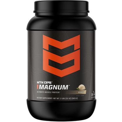 MTN OPS Magnum Protein Powder 23g Protein per Serving Whey Protein Blend with BCAAs Low Sugar Gluten Free 30 Servings Chocolate