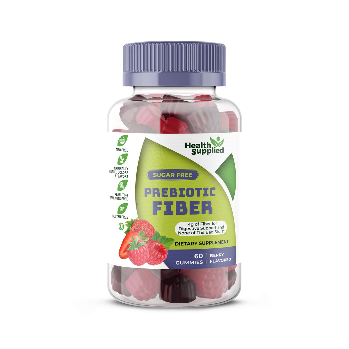Fiber Prebiotic Gummies Sugar Free, Keto Friendly | Gut Cleansing, Digestive Health Regularity