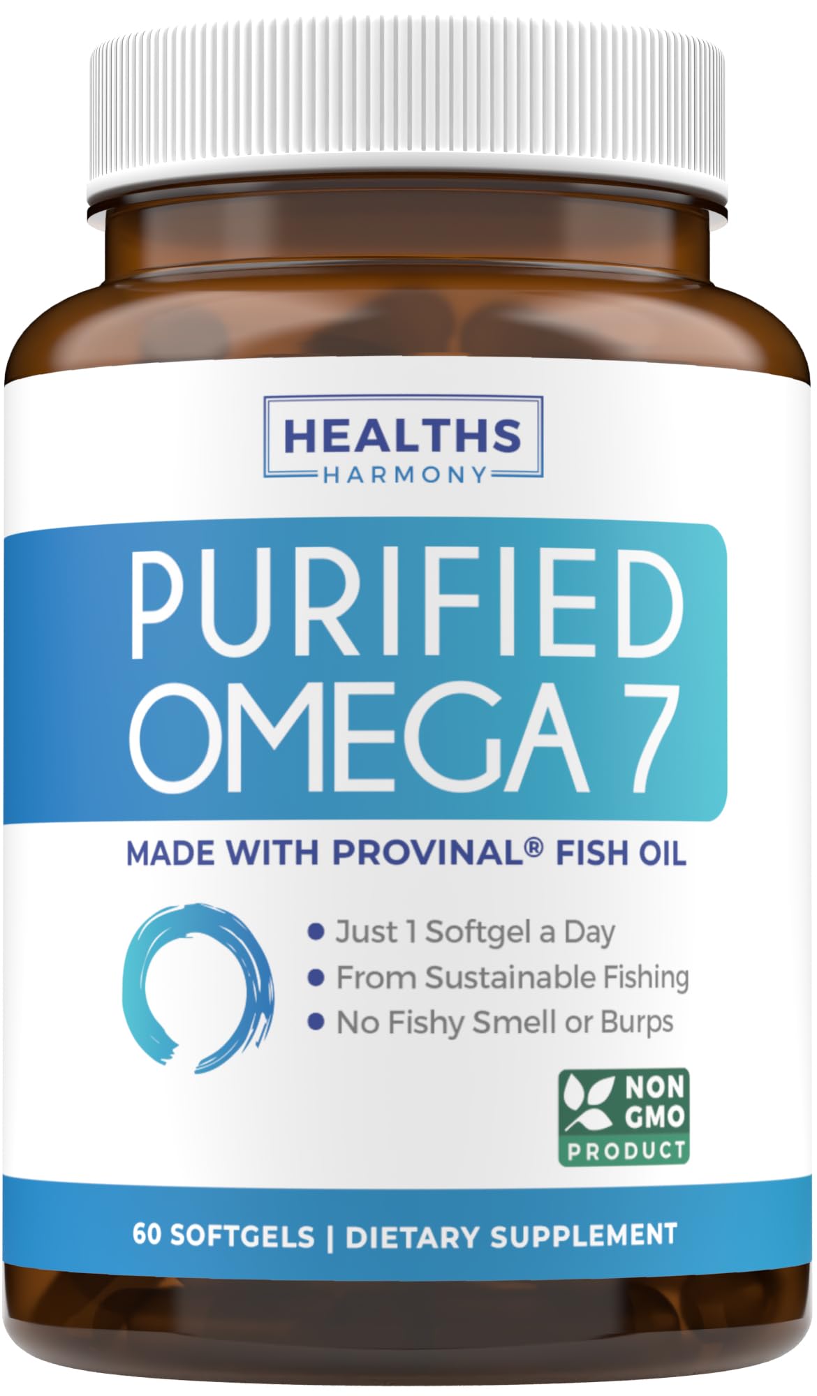 Omega 7 Supplement for Women and Men - High Potency & Purity Palmitoleic Acid Fatty Acid Fish Oil Supplement from Patented Provinal with Lowest Palmitic Acid - Sustainably Sourced (1 Month Supply)