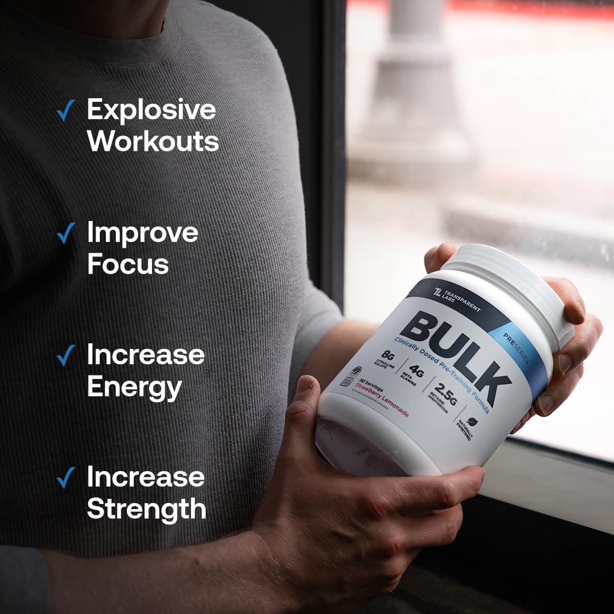 Transparent Labs Bulk Pre-Workout (30 Servings, Peach Mango) & BCAA Glutamine (30 Servings, Tropical Punch)