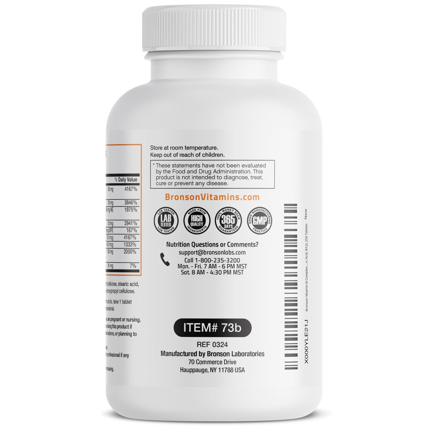 Bronson Super B Vitamin B Complex Sustained Release for Energy, 60 Tablets | B1, B2, B3, B6, Folic Acid, B12, Biotin & Pantothenic Acid, One-Tablet Formula, Non-GMO, Gluten-Free & Soy-Free