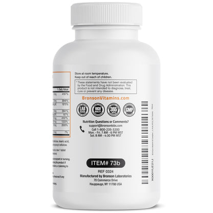 Bronson Super B Vitamin B Complex Sustained Release for Energy, 60 Tablets | B1, B2, B3, B6, Folic Acid, B12, Biotin & Pantothenic Acid, One-Tablet Formula, Non-GMO, Gluten-Free & Soy-Free