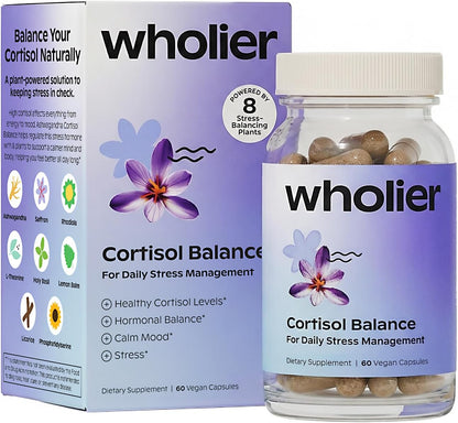 wholier Cortisol Supplement, Ashwagandha, Rhodiola & Saffron, 60 Capsules