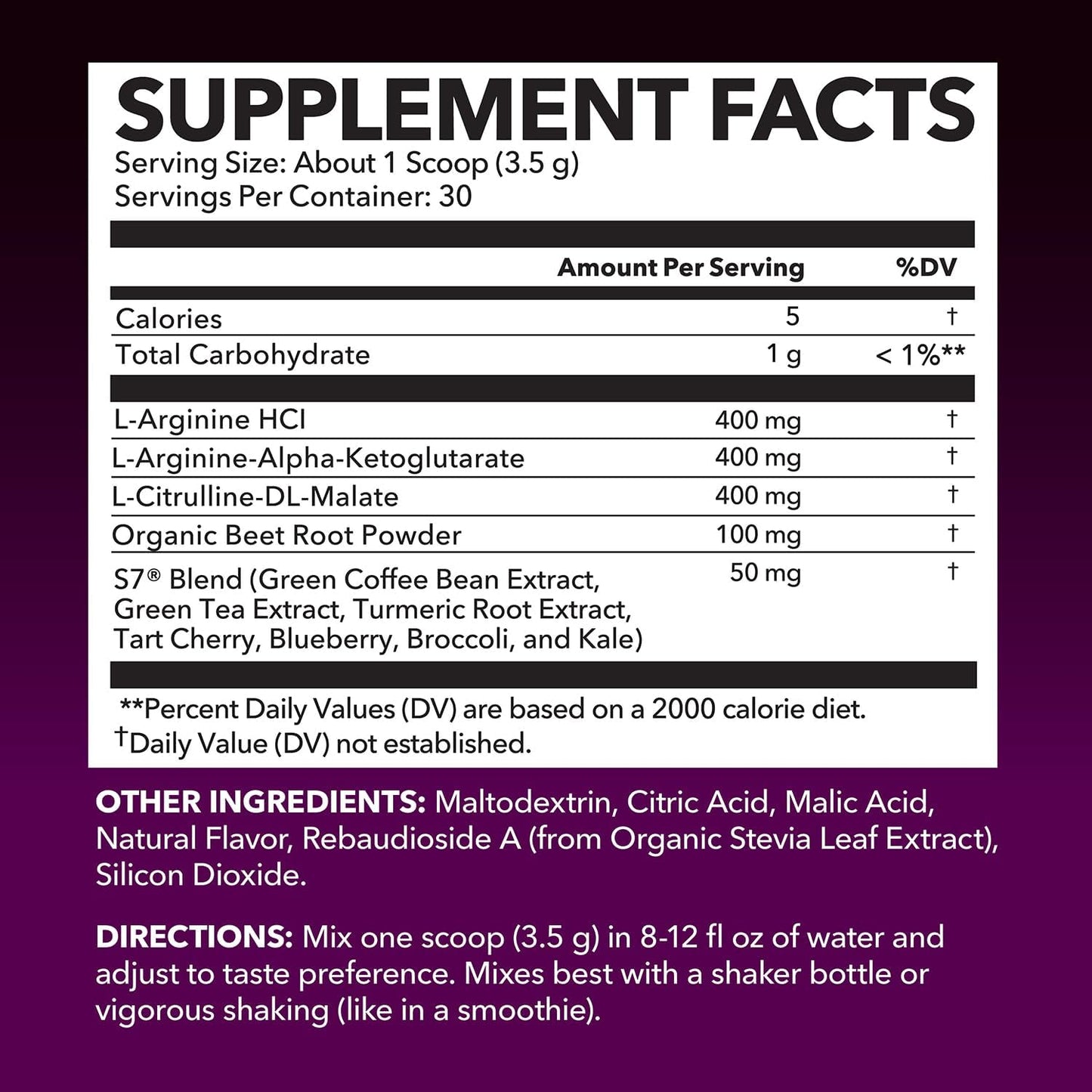 L-Arginine with L-Citrulline Powder, Nitric Oxide Supplement, Mixed Berry | Vegan, Non-GMO Pre and Post Workout Support Powder for Endurance & Recovery, L-Arginine, L-Citrulline, Beet-Root, 30 Servings