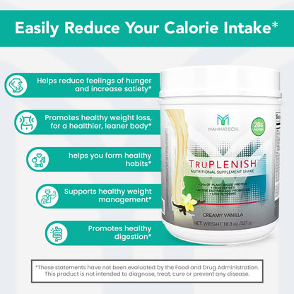 Plant Based Protein TruPLENISH Nutrition Shakes - Creamy Vanilla 18.3 oz. Full of Vitamins