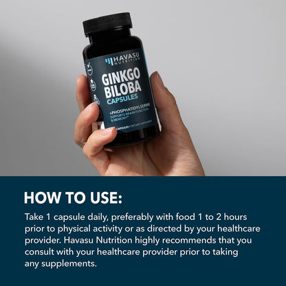 Ginkgo Biloba 120mg with Phosphatidylserine, Nootropic Supplement, 60 Count | Nootropic Brain Health, Memory and Focus Supplement, Supports Cognitive Function & Mental Clarity, 2-Month Supply