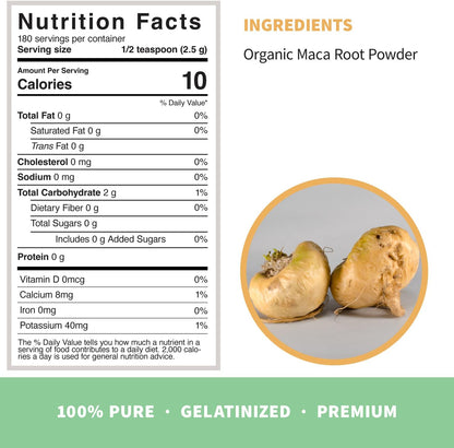 Organic Gelatinized Maca Root Powder, Superfood, Adaptogen, 1 lb