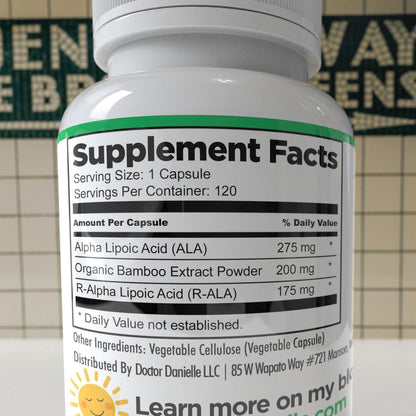 Alpha-Lipoic Acid by Dr. Danielle, Neuropathy Support, Non-GMO, Gluten-Free, Vegan, Soy-Free, Promotes Healthy Blood Sugar, Alpha R Lipoic Acid R-ALA, R-ALA, 120 Veggie Caps