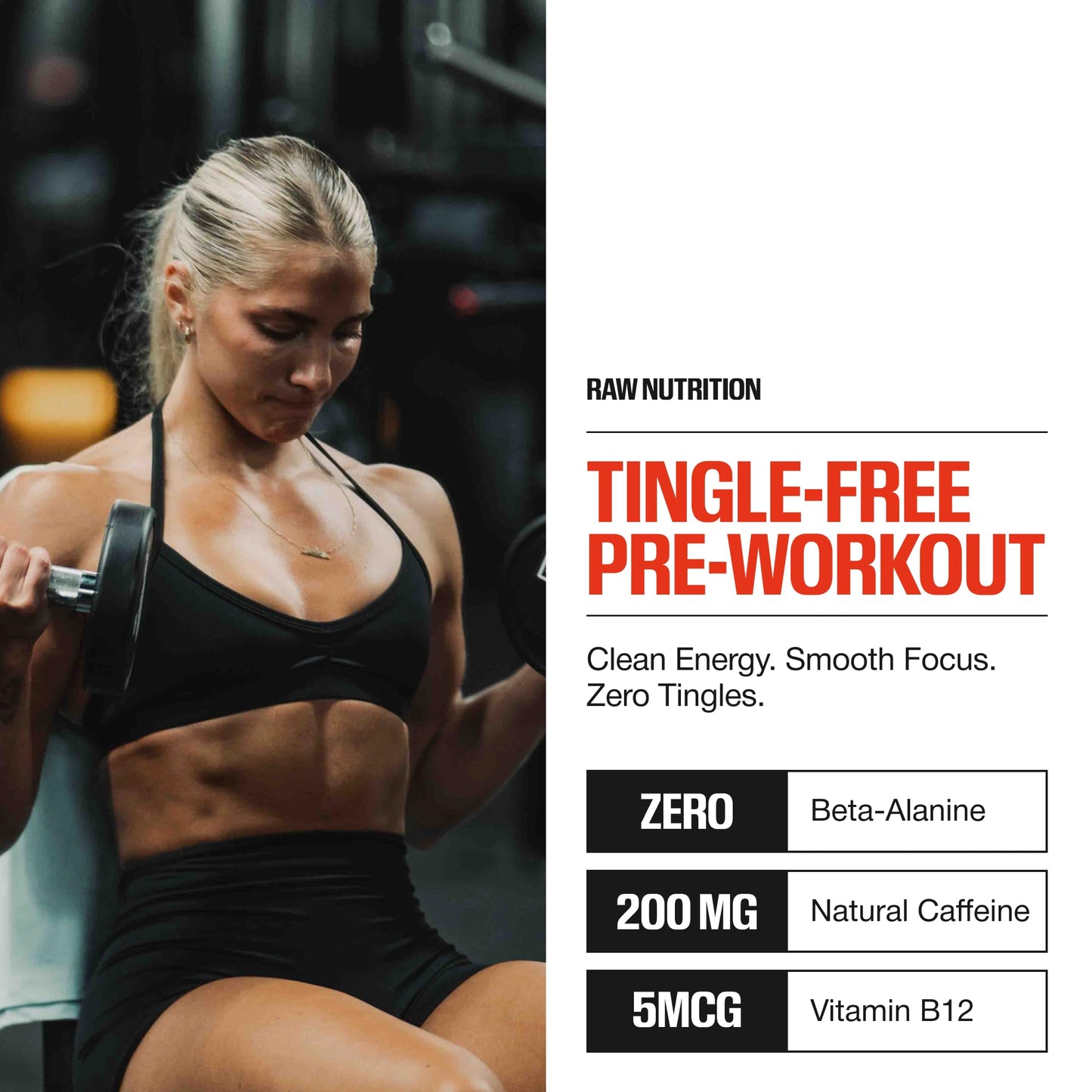 RAW Essential Tingle-Free Pre Workout Powder - Preworkout Without Beta-Alanine for Clean Energy & Focus - Workout Supplement with 200mg of Natural Caffeine - Pink Lemonade - 30 Servings