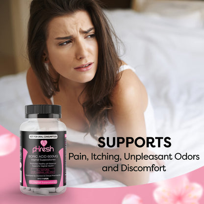 ACE NUTRITION pHresh Boric Acid Suppositories for Women, Suppositories for Odor Use