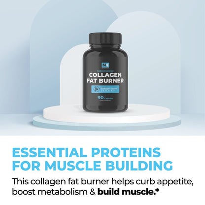 Multi Collagen Protein Peptides Fat Burner Supplements | Types I,II,III,IV, & X With Thermogenic