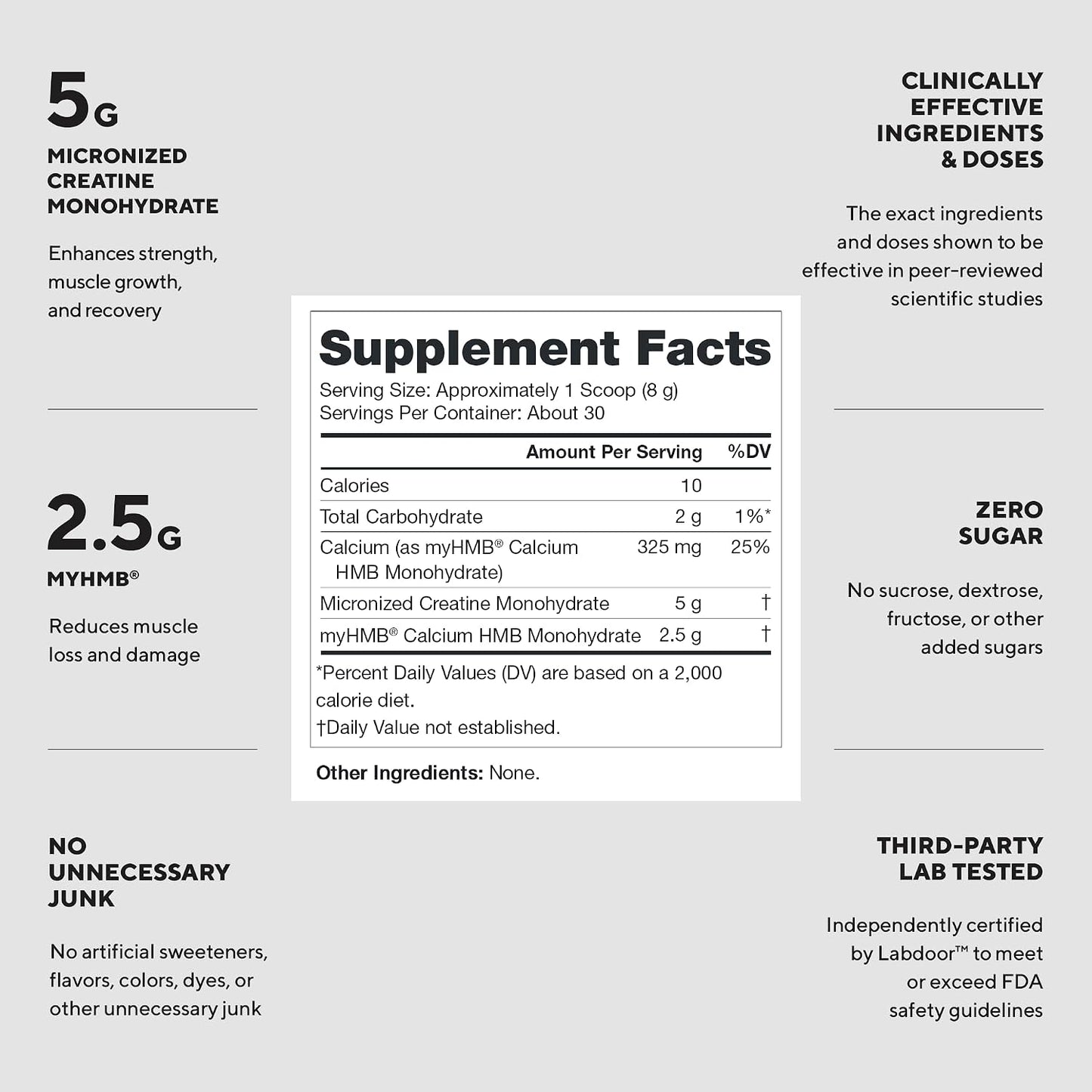 Legion Creatine HMB Powder – Micronized Creatine Monohydrate 5g with myHMB 2.5g – Unflavored Sports Nutrition Powder for Strength Training, Performance Support, and Post-Workout Recovery – 30 Servings