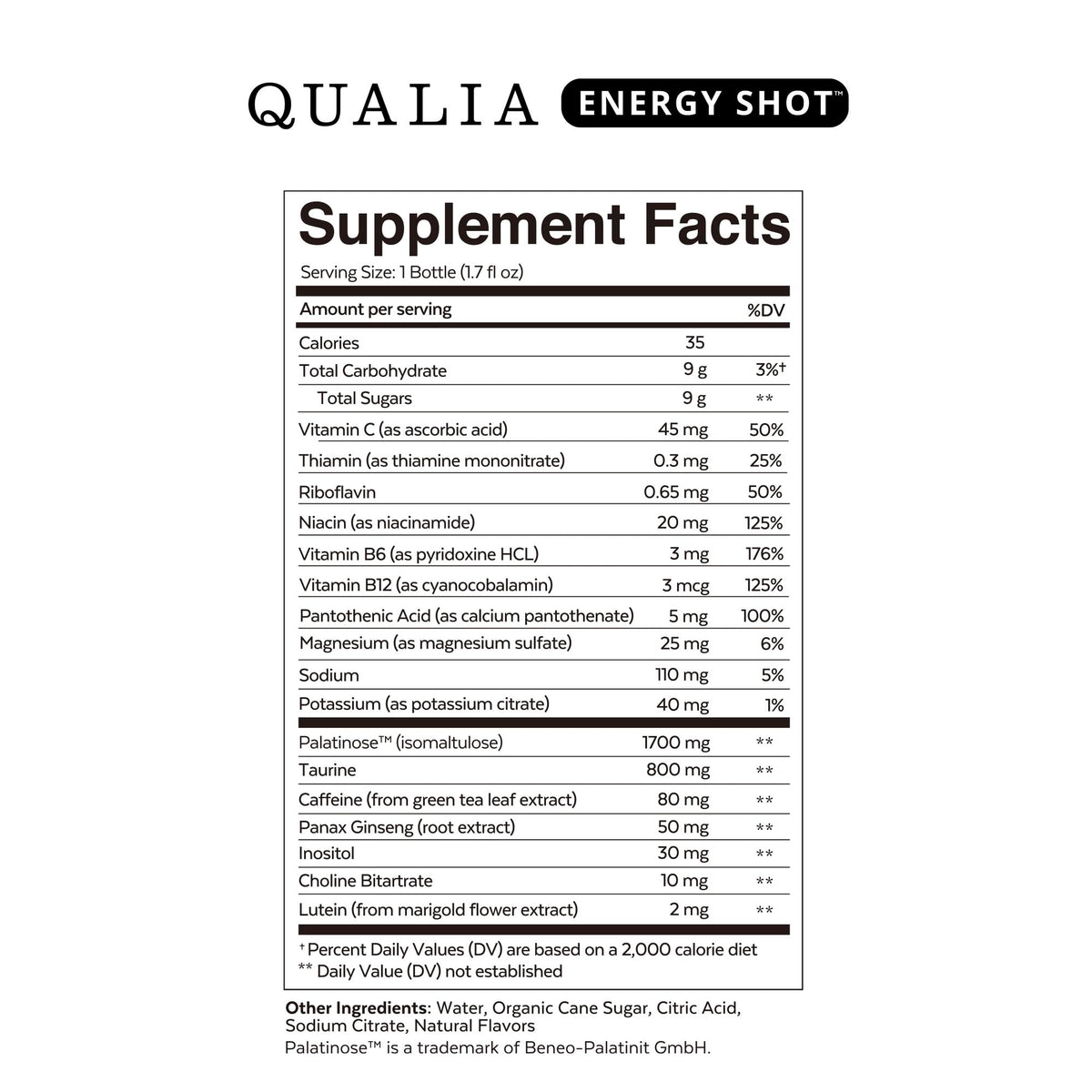 Qualia Energy Shot: Naturopathic Doctor-Formulated with Ginseng, Lutein, Taurine, B